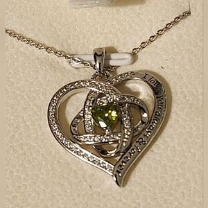 Love Knot Heart Necklace for Women, 925 Sterling Silver Birthstone